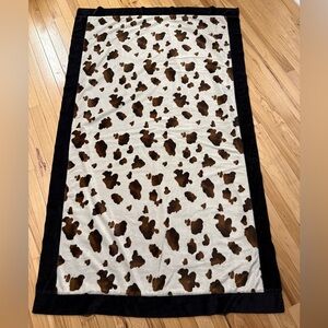 Velvety Cow Print Blanket with Black Border Vintage